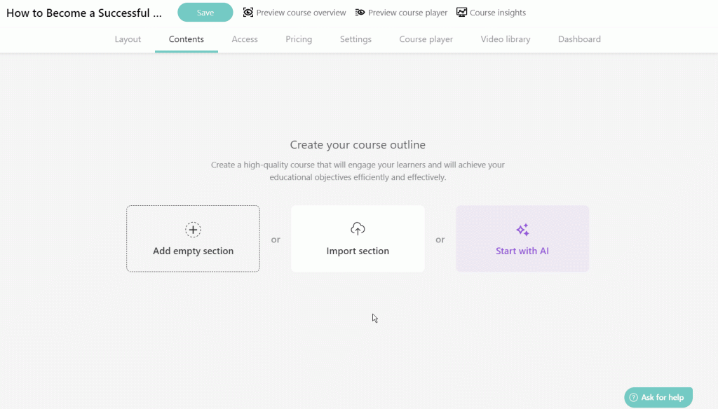 course outline using ai learnworlds